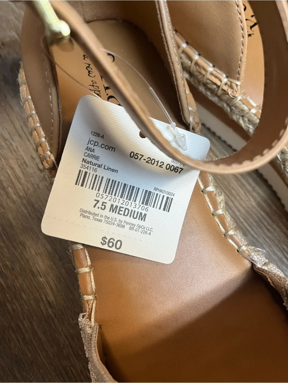 NWT a.n.a Carrie Natural Linen Espadrille Flats Ankle Strap Size 7.5